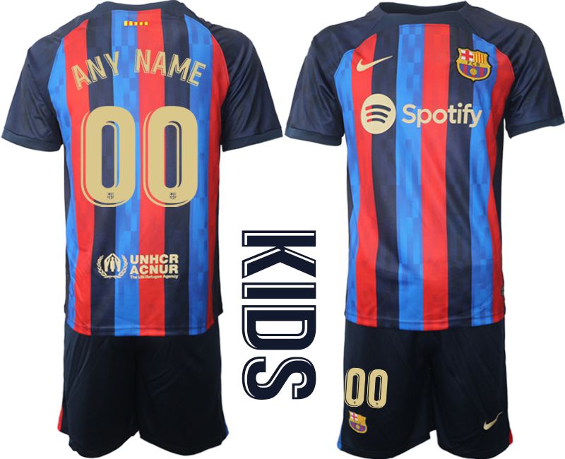 Youth 2022-2023 Club Barcelona home blue customized Soccer Jersey